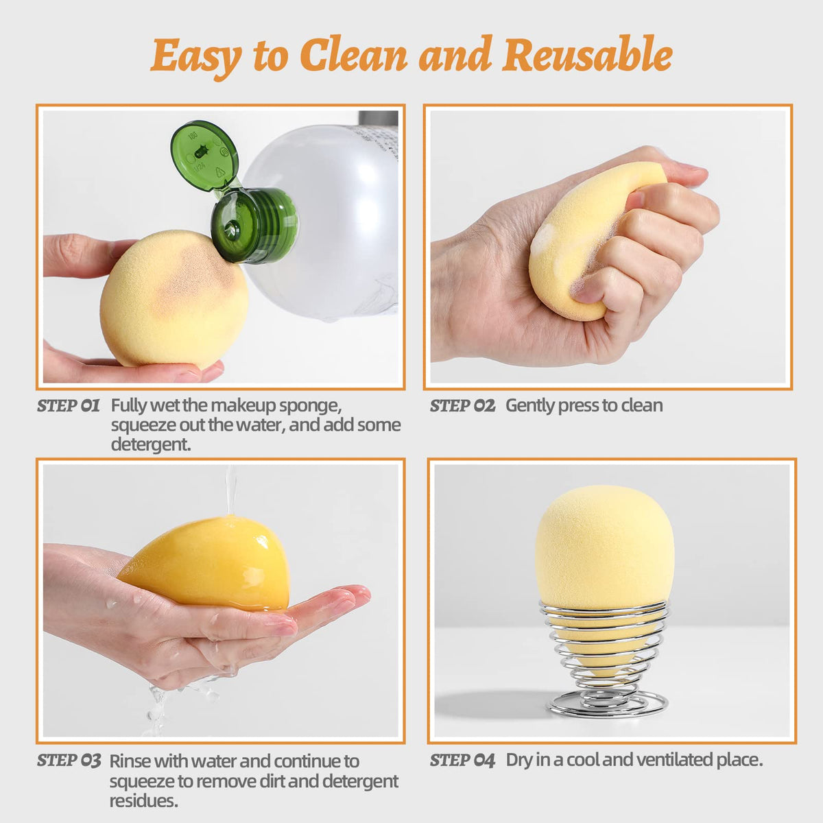 Different sizes of BS-MALL makeup sponges for various applications