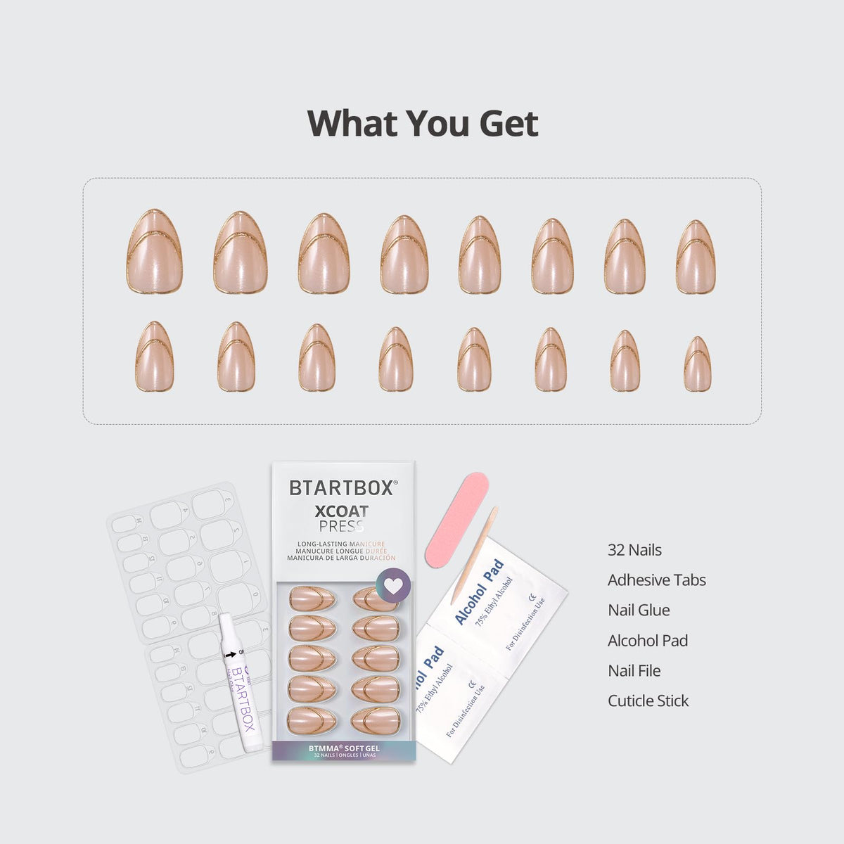 Different sizes of BTArtbox Press On Nails displayed