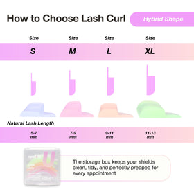 Different sizes of CURACORO Lash Lift Shields arranged neatly