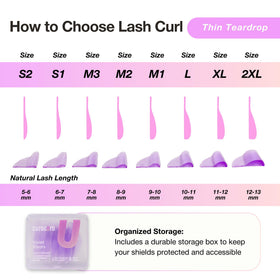 Different sizes of CURACORO Lash Lift Shields displayed