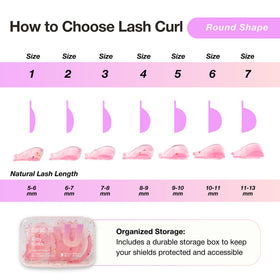 Different sizes of CURACORO Lash Lift Shields laid out