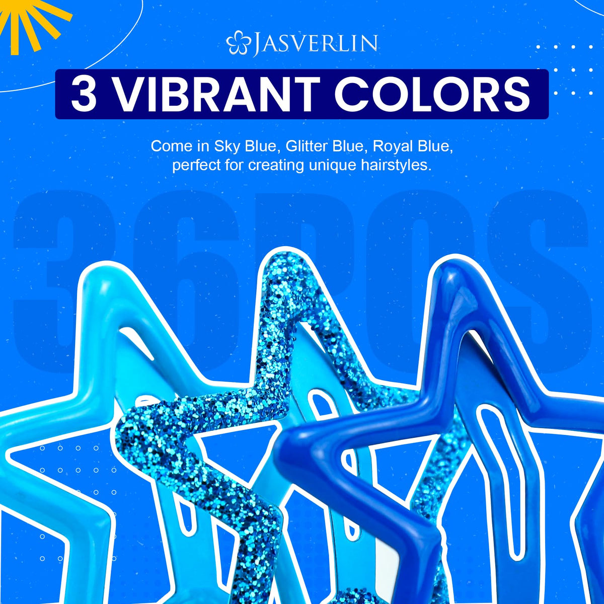 Different sizes of JASVERLIN Blue Star Snap Hair Clips
