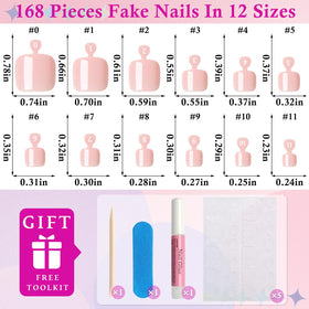 Different sizes of LuckForever Soft Nude Press On Toenails
