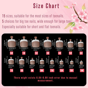 Different sizes of NOVO OVO Fake Toe Nail Tips laid out