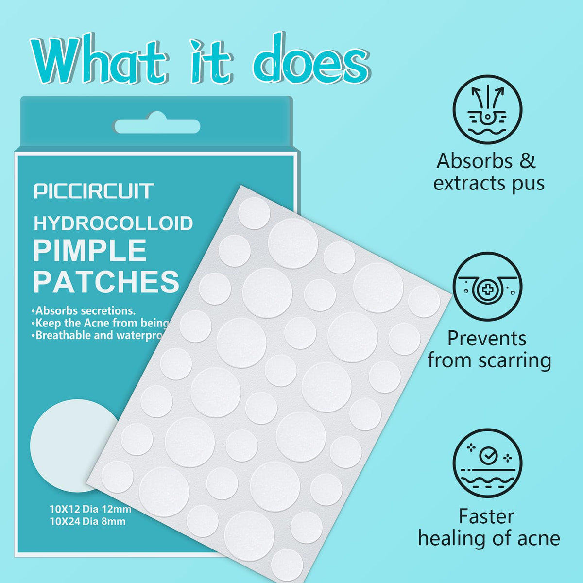 Different sizes of PICcircuit Pimple Patches displayed