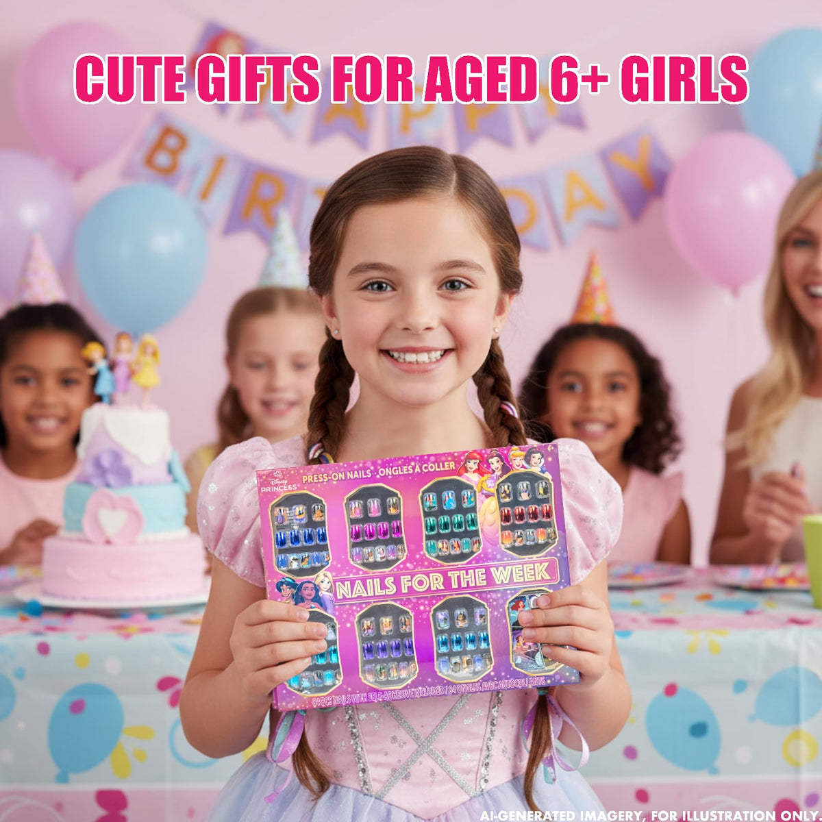 Different sizes of Townley Girl press-on nails laid out for selection