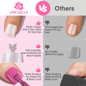 Different sizes of UNA GELLA Toe Nail Tips arranged