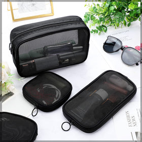 Different sizes of Weewooday Mesh Makeup Bags displayed