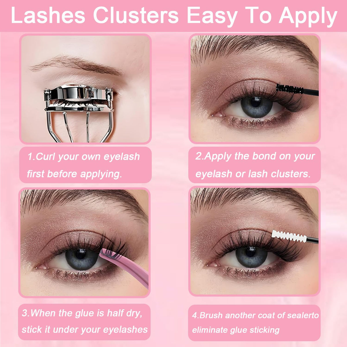 Different styles created with OLLAVO lash clusters on model