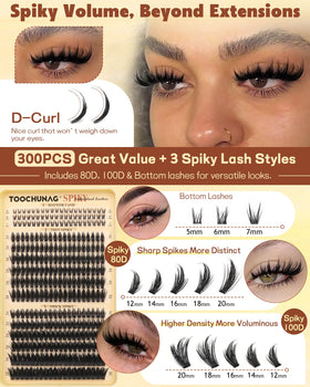 Different styles of eyelash clusters in TOOCHUNAG kit