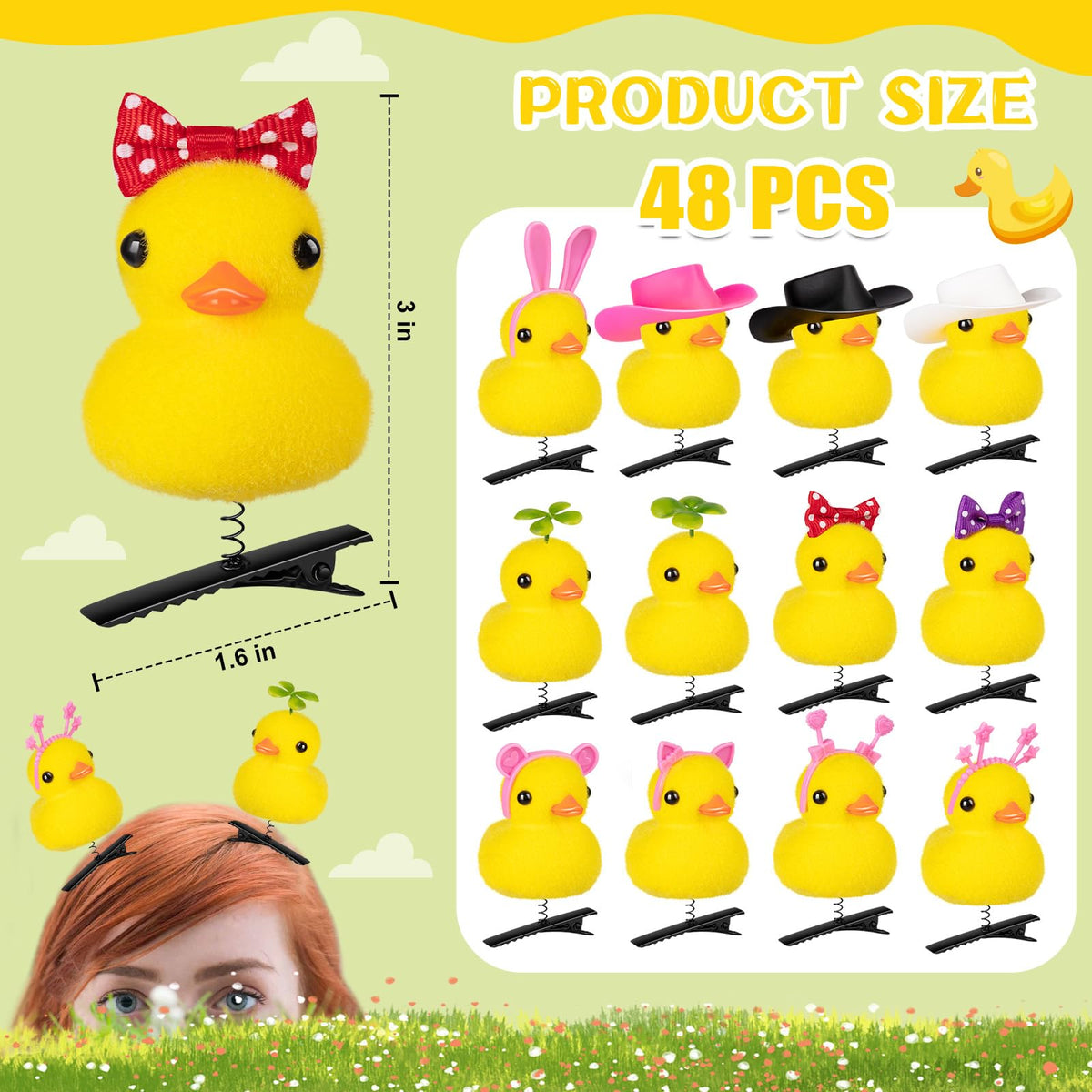 Different styles of JMZYJZH duck hair clips laid out
