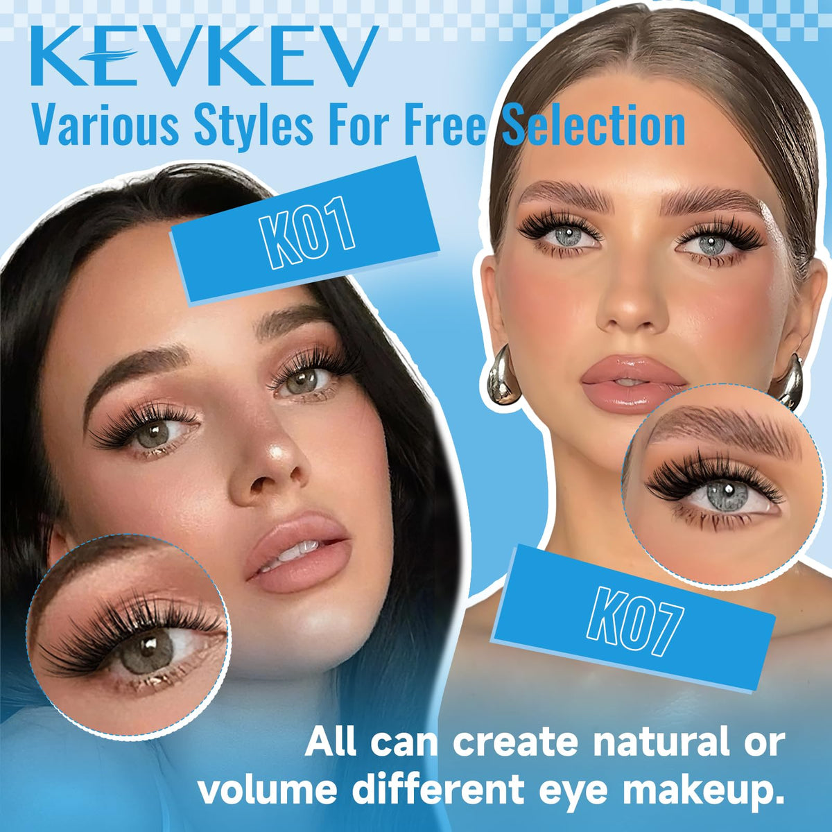Different styles of KevKev Lash Clusters arranged on a surface