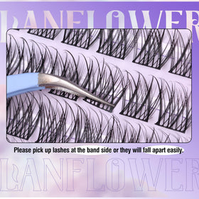 Different styles of LANFLOWER lash clusters displayed