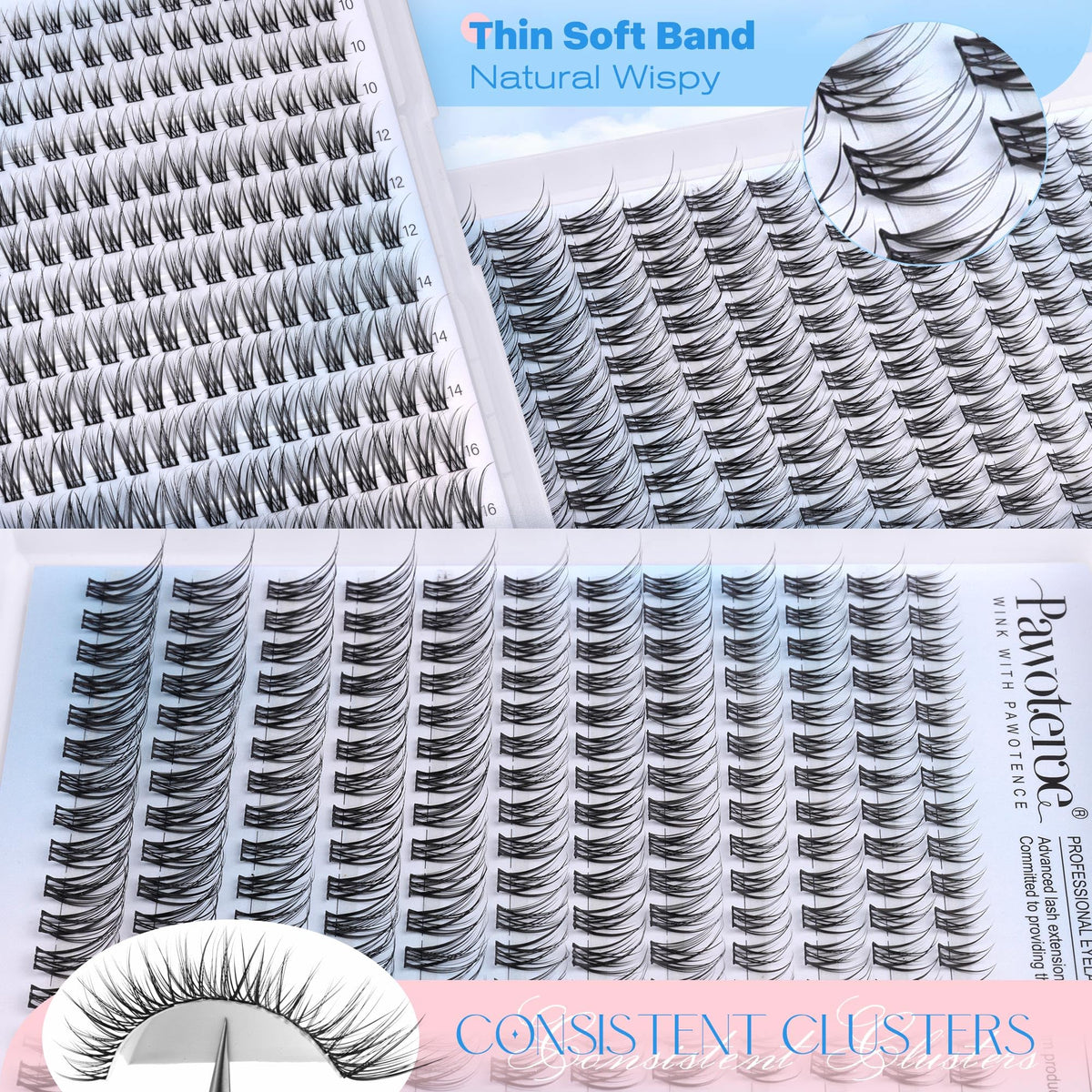 Different styles of lash clusters from Pawotence