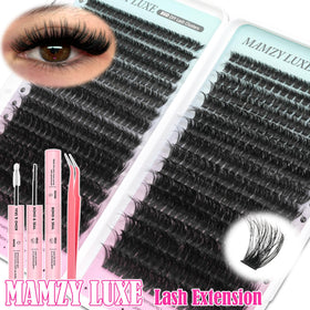 Different styles of Mamzy Luxe Fluff Lash Clusters laid out