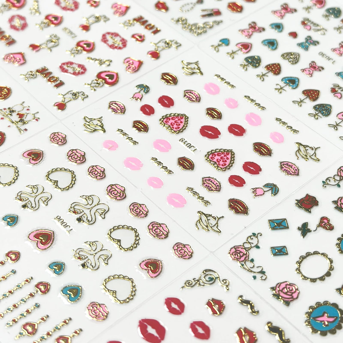Different styles of SPLOCUDU Valentine's Day nail art stickers