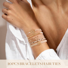 Different styles of SYGY Boho Hair Tie Bracelets laid out