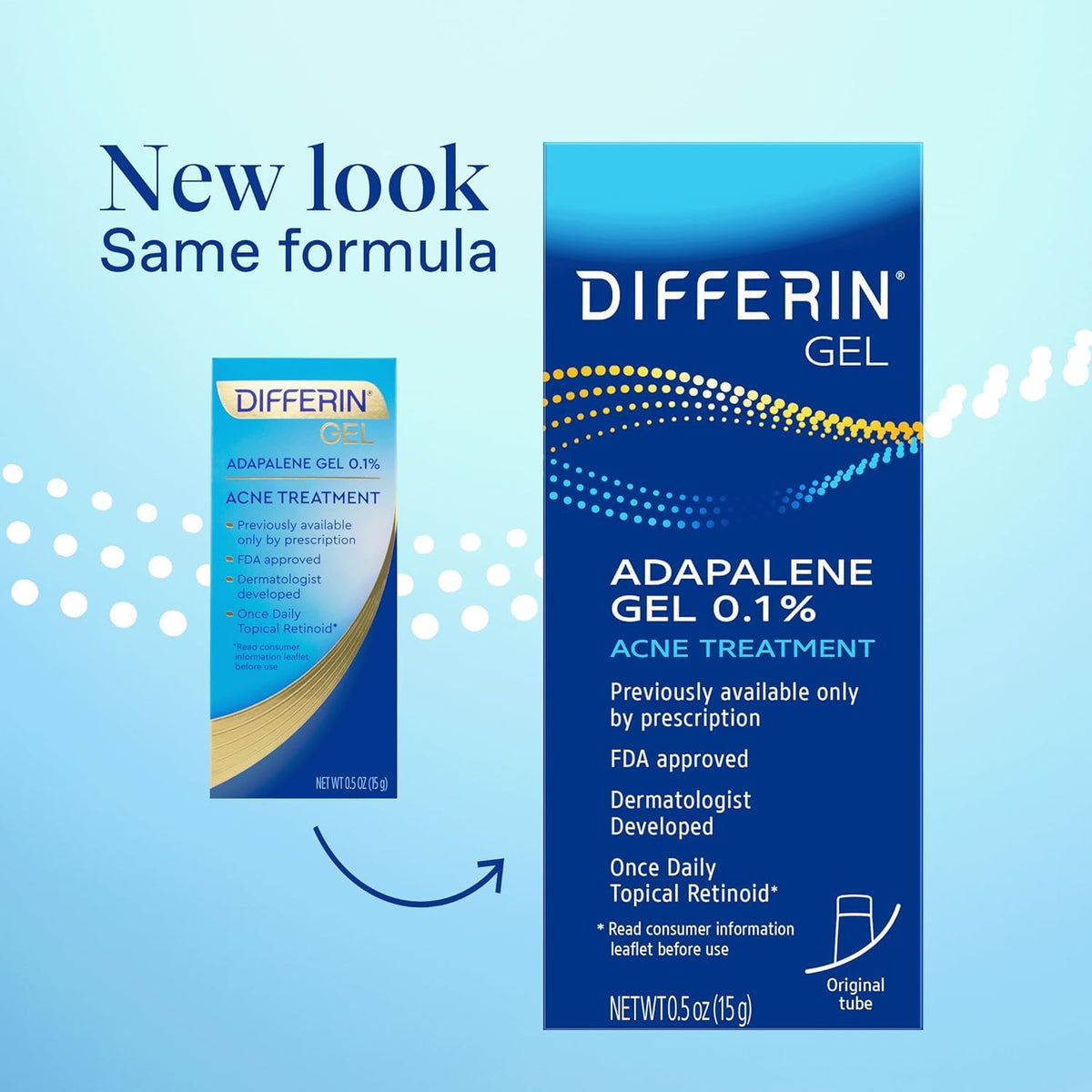Differin Acne Gel 15g on a bathroom counter