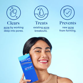 Differin Acne Gel 15g tube back view with ingredient list