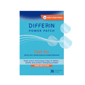 Differin Acne Pimple Patches box front view with 36 patches