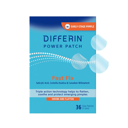 Differin Acne Pimple Patches box front view with 36 patches