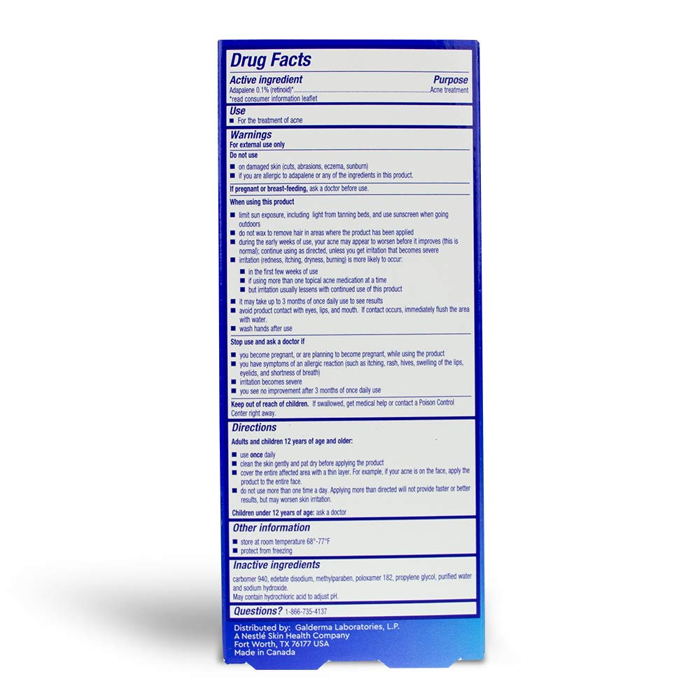 Differin Adapalene Gel 0.1% side view showing tube design