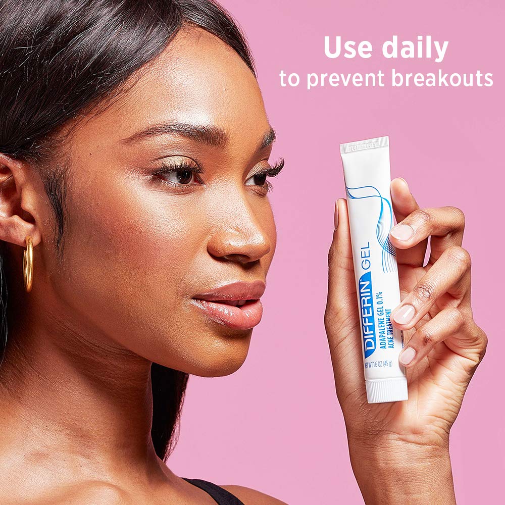 Differin Adapalene Gel 0.1% with skincare routine products