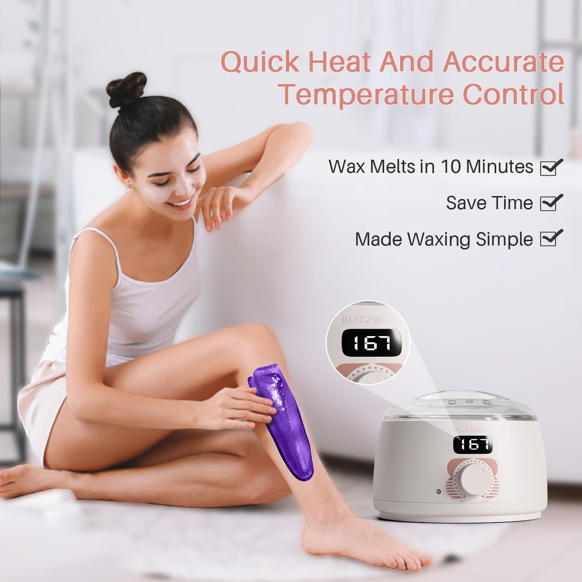 Digital hard wax warmer included in BLITZWAX waxing kit