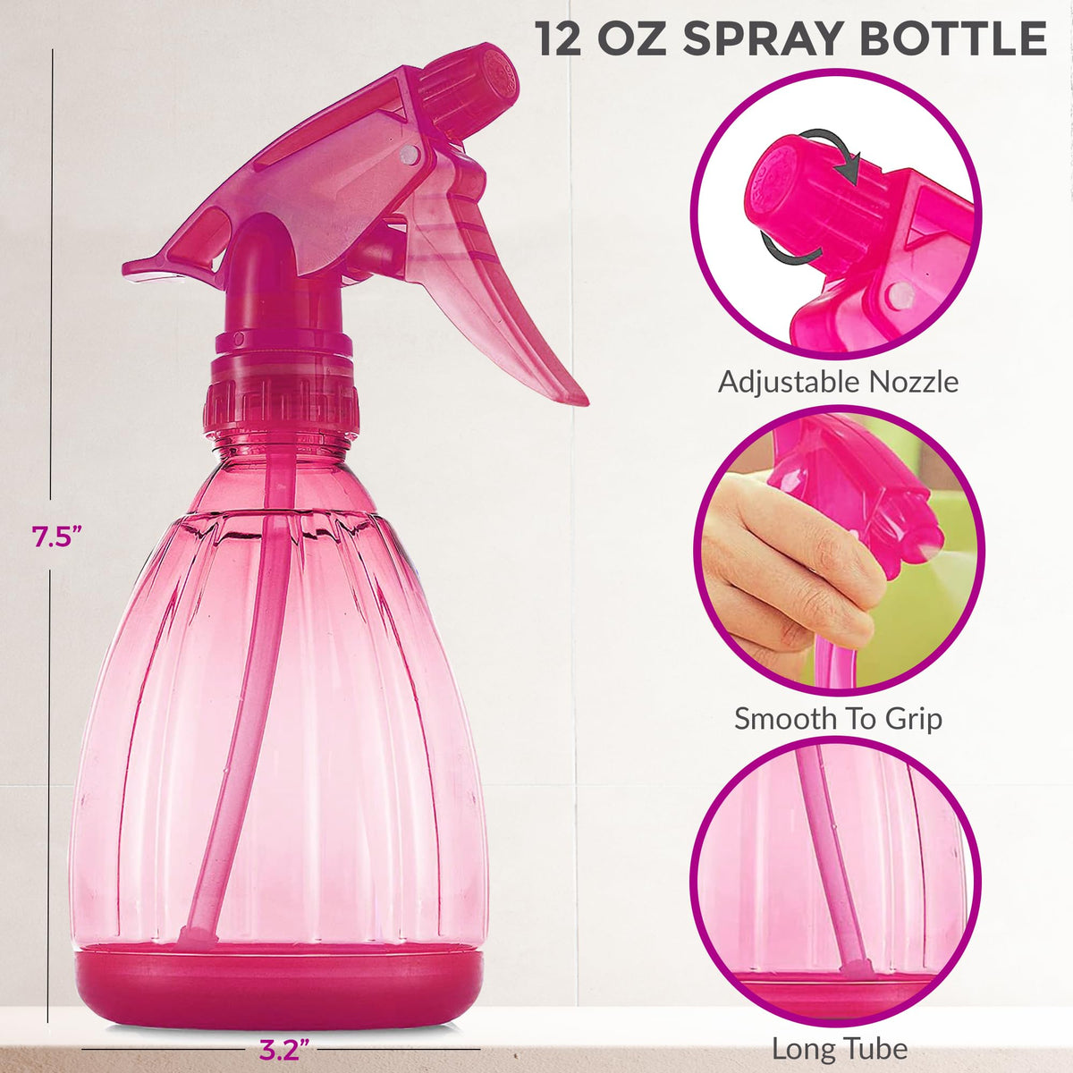 DilaBee 12oz spray bottle adjustable nozzle close-up