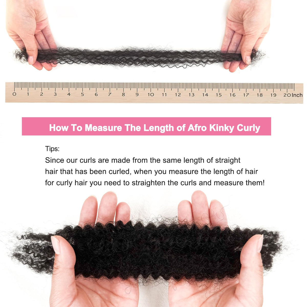 Dilekay Afro Kinkys Bulk Human Hair 18 Inch displayed with rat-tail comb