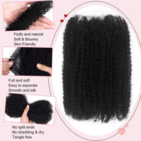 Dilekay Afro Kinkys Bulk Human Hair 2 bundles with crochet hook and clips