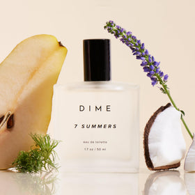 DIME 7 Summers Eau de Toilette bottle with floral background