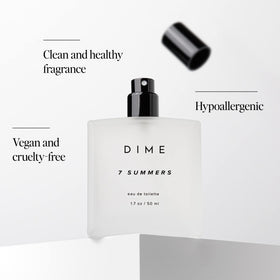 DIME 7 Summers Eau de Toilette on a vanity table