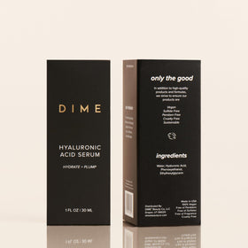 DIME Hyaluronic Acid Serum 1 oz with ingredients list