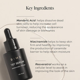 DIME TBT Serum 1 oz back view with ingredients