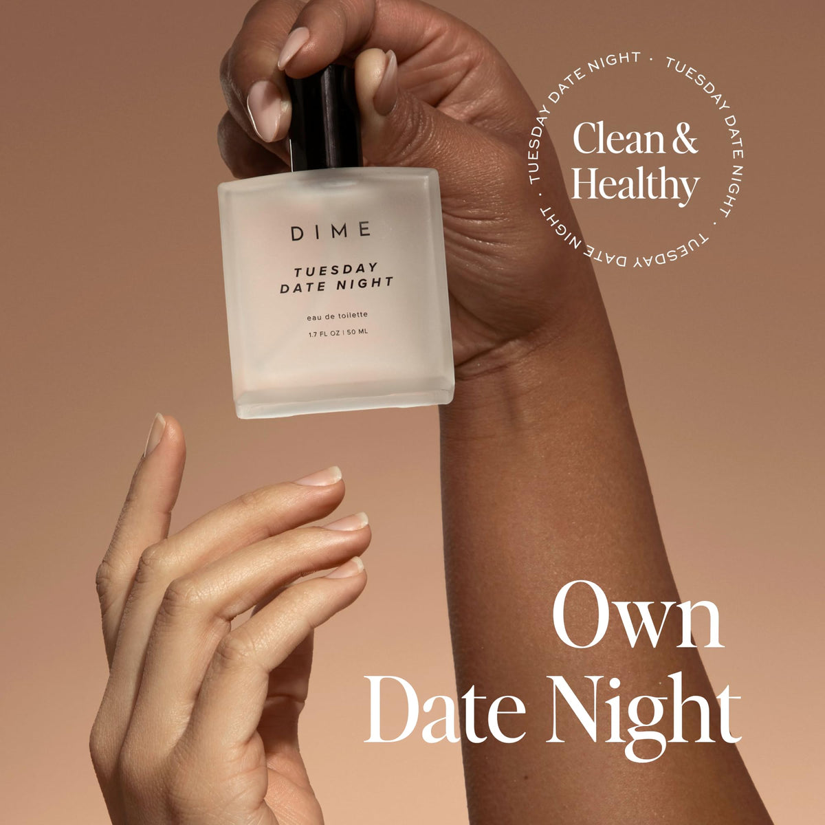 DIME Tuesday Date Night Perfume 1.7 oz with floral background