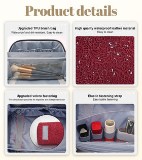Dimensions of BOYATU travel makeup bag displayed