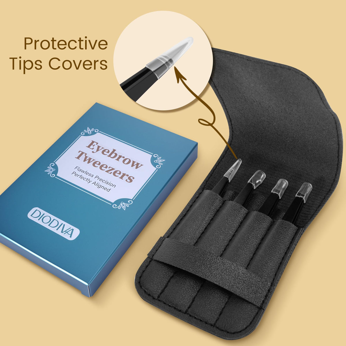 Diodiva tweezers set displayed with packaging