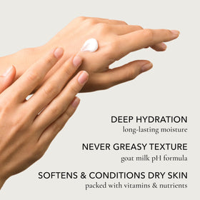 Dionis Goat Milk Hand Cream set displayed on a wooden table
