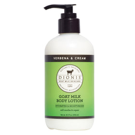 Dionis Goat Milk Lotion 8.5 oz Pump front view with Lemon Verbena scent