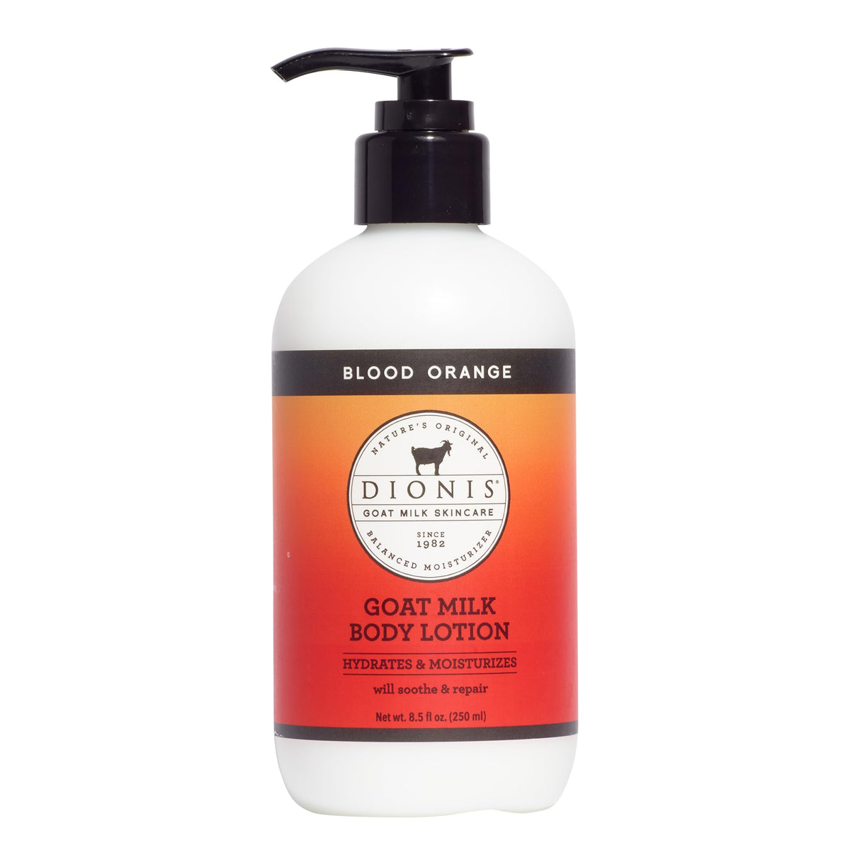 Dionis Goat Milk Lotion Blood Orange front view with pump