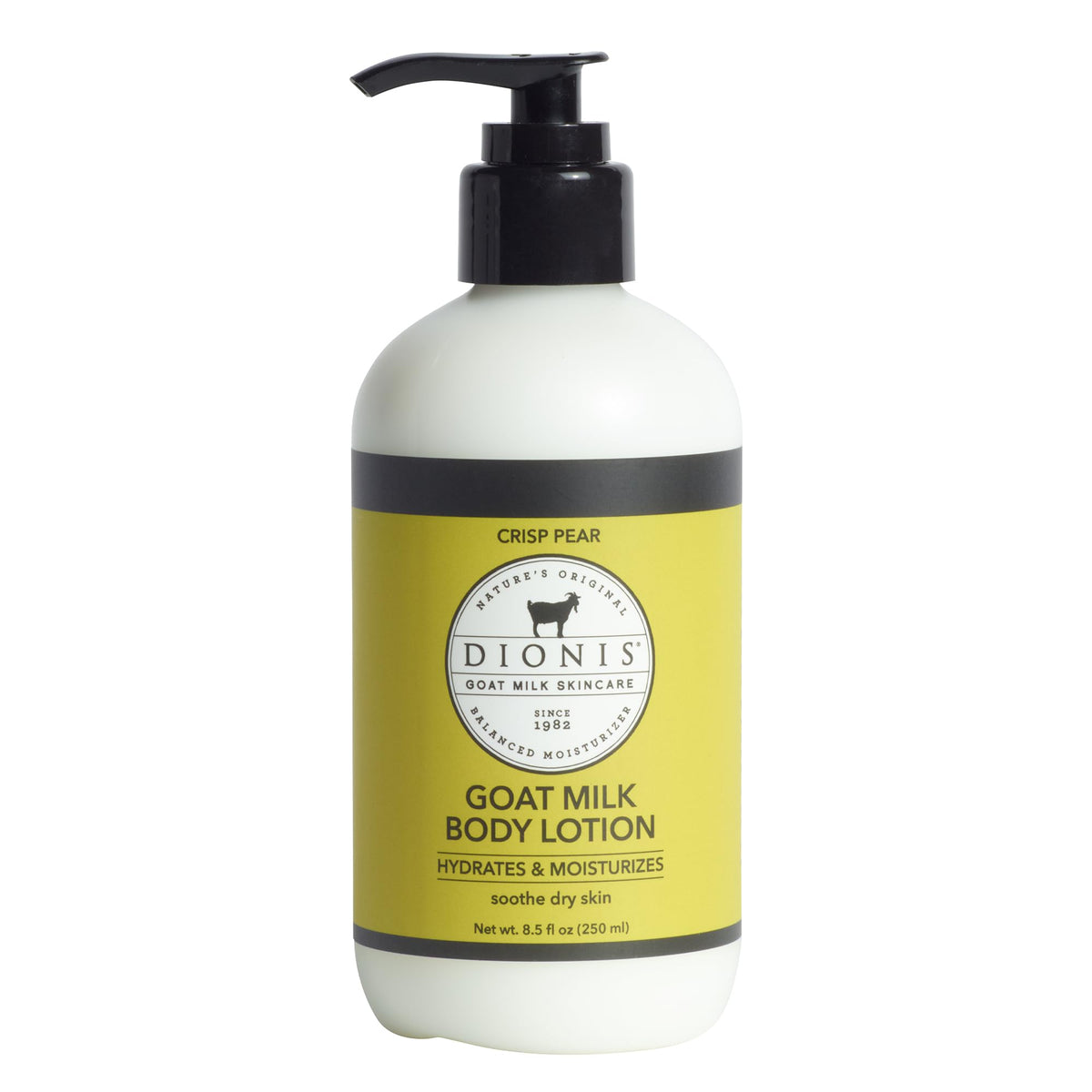 Dionis Goat Milk Lotion Crisp Pear front view with pump