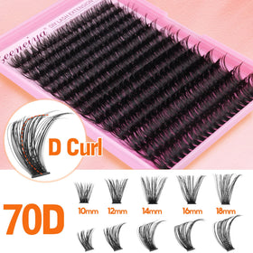 Display of 10-18MM volume lash clusters in various sizes