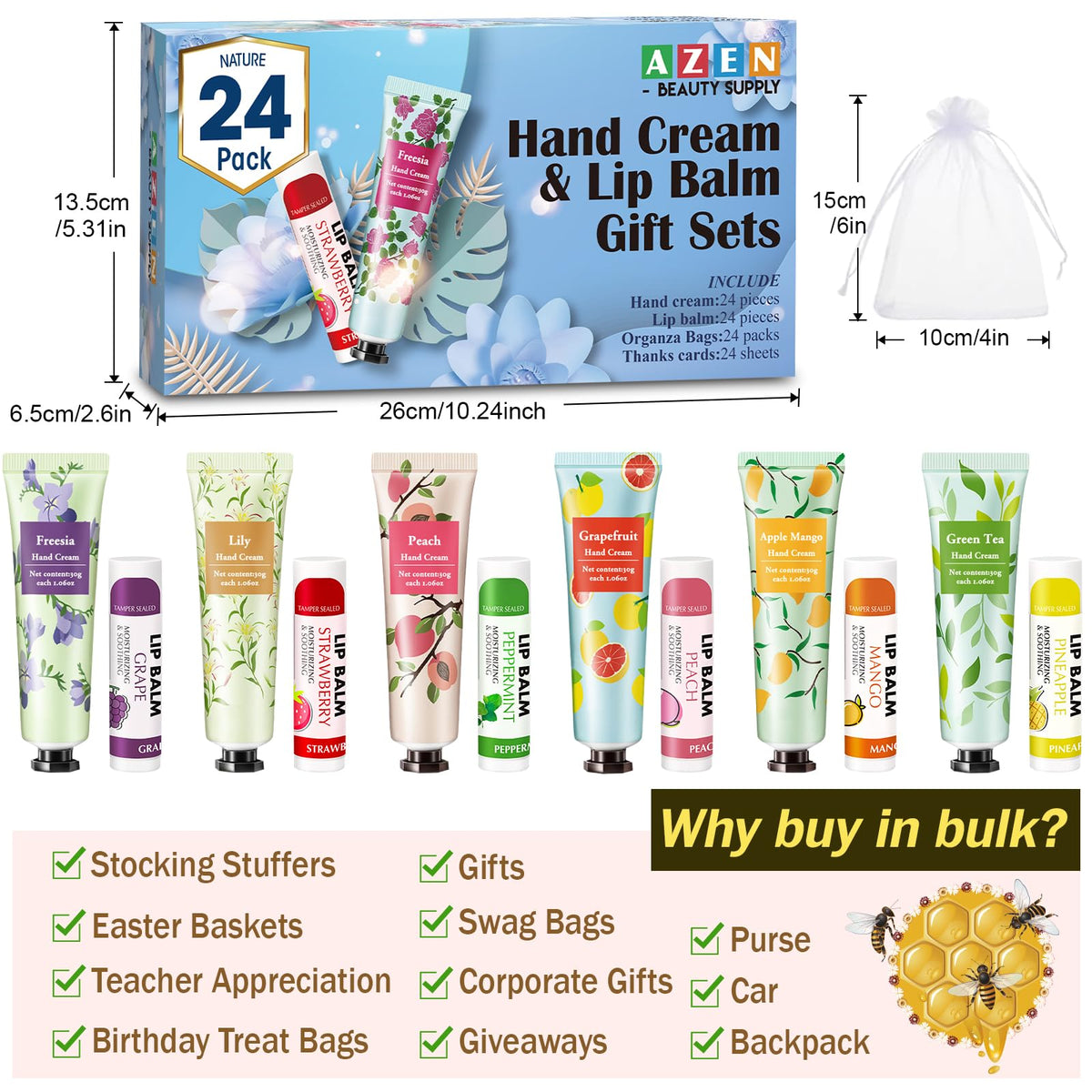 Display of AZEN hand creams and lip balms for events