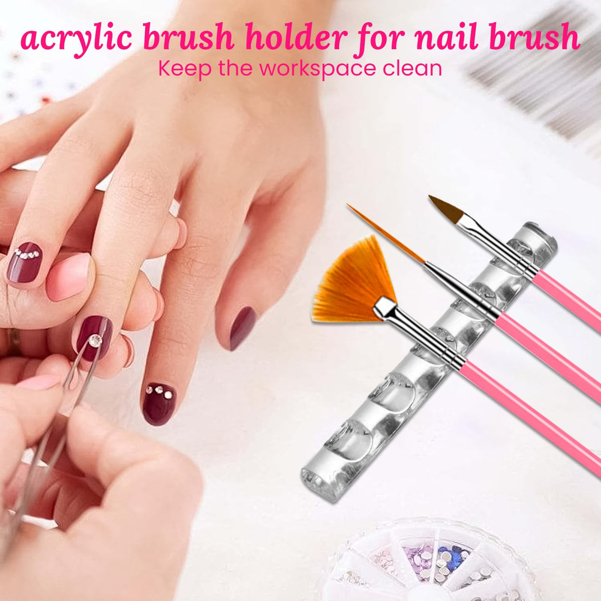 Display of ESUOHYM nail art tools and brushes