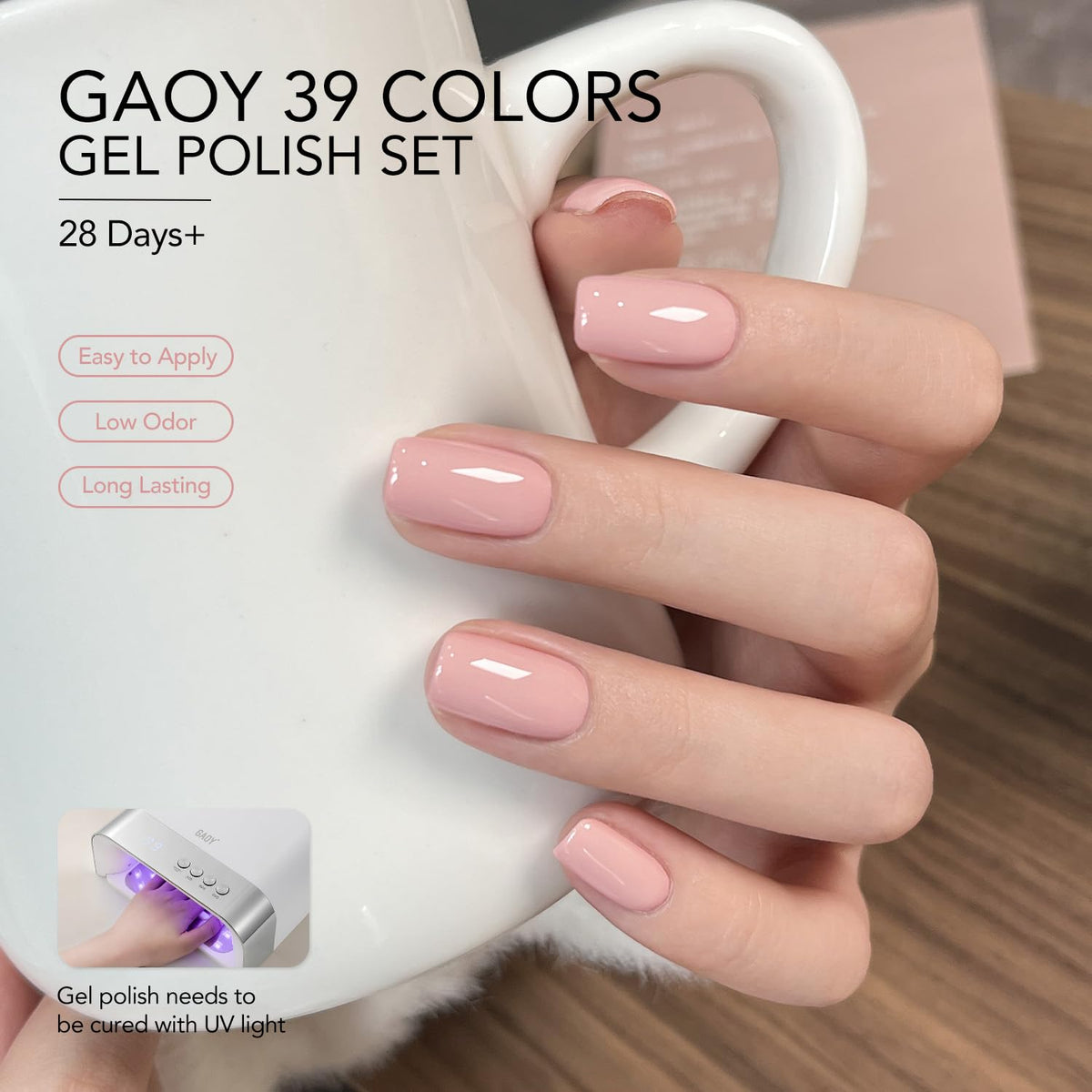Display of GAOY gel nail polish set with all 39 colours
