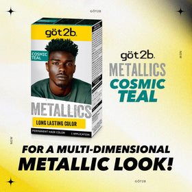 Display of Got2B Metallics hair dye kit on a bathroom counter