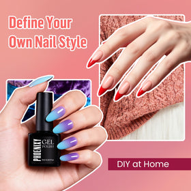 Display of green gel nail polish from Phoenixy kit