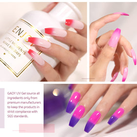 Display of six GAOY gel nail polish colours