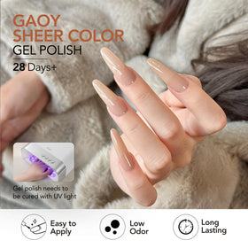 Display of six GAOY gel nail polish colours